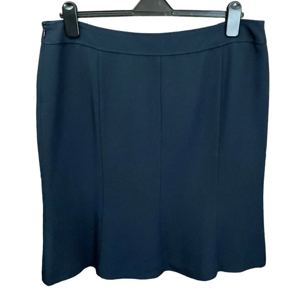 Ellen Tracy Midi Skirt Tulip Hem Navy Blue Side Zipper Closure Women Size 16